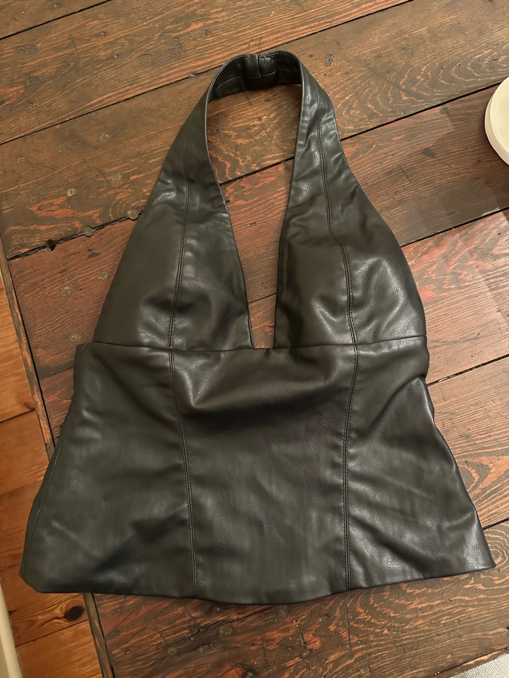 Zara Black Leather Halter shirt
